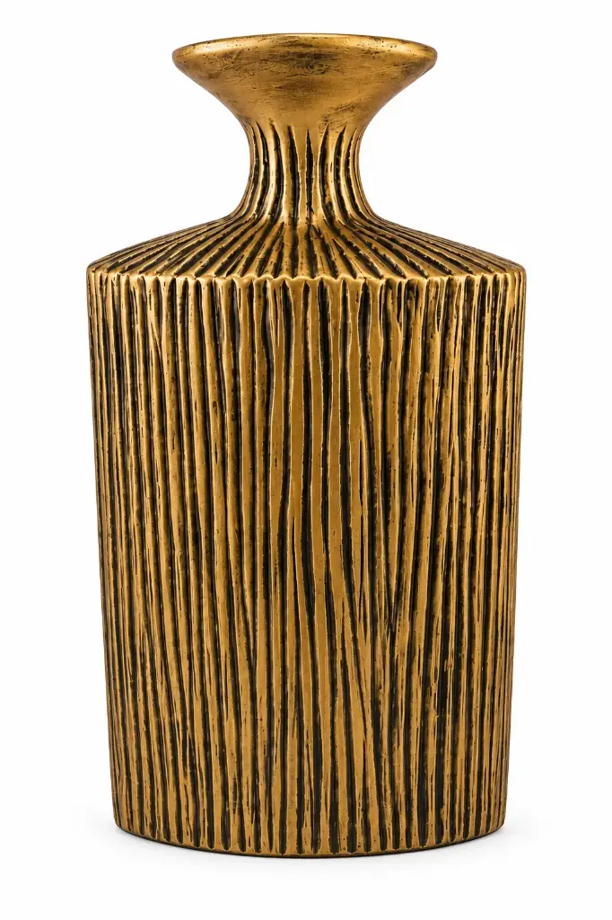 Vase AC 35cm (35x22x10cm) Kora Ribbed Vase - Metallic