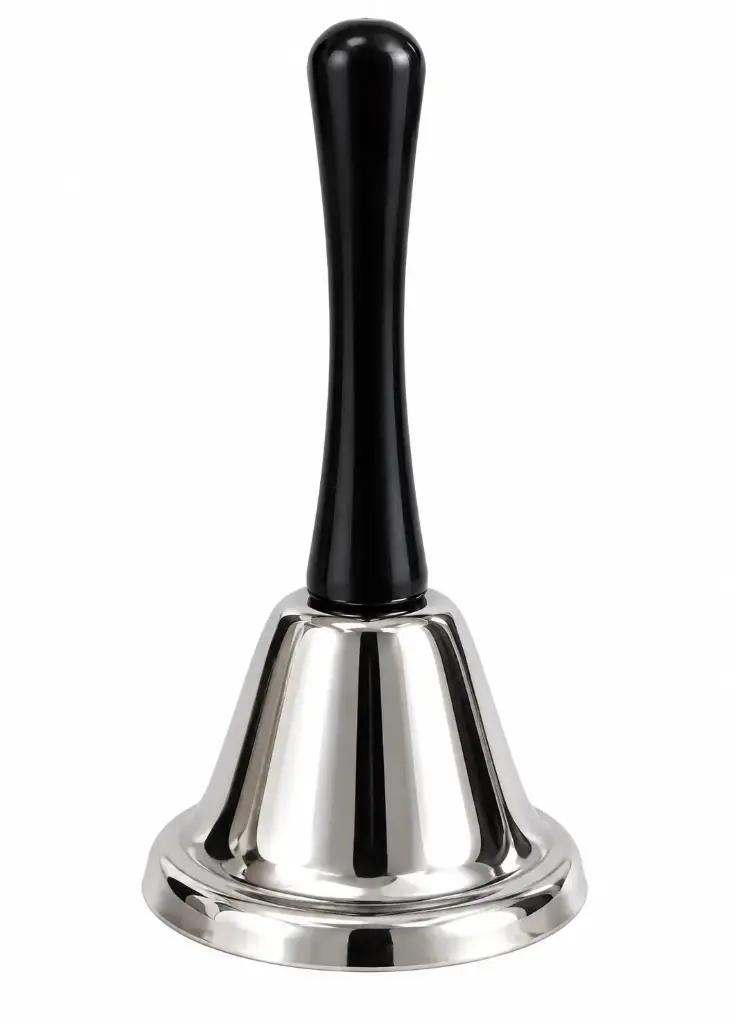 Hand Bell with Black Handle - Silver Service Bell - 218