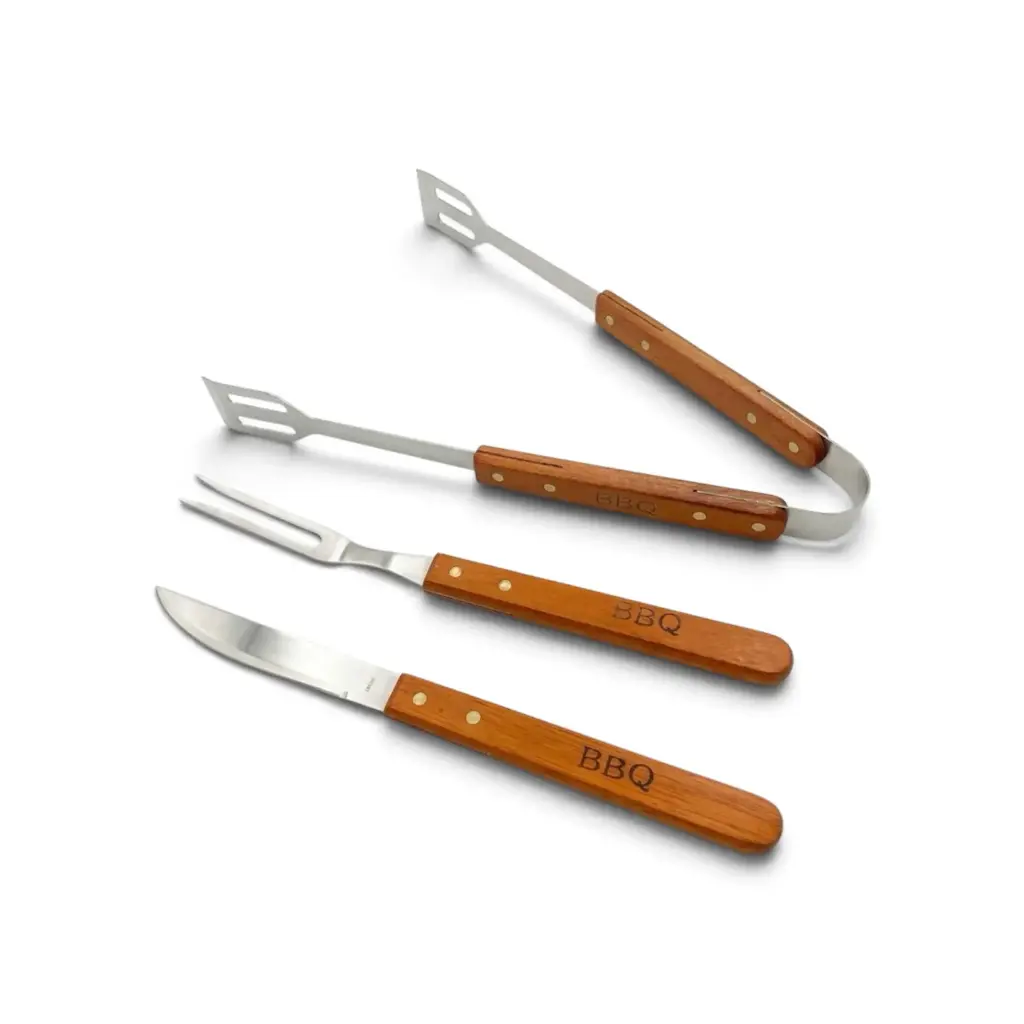 Braai Tool 3pc Set with Wooden Handles - 4166