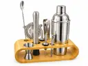Cocktail Shaker Set 10pc on Wooden Stand - 6014
