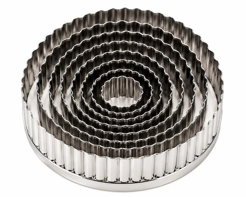 Dough Cutter 10pc Round Fluted Stainless Steel - Baking Essentials F0010