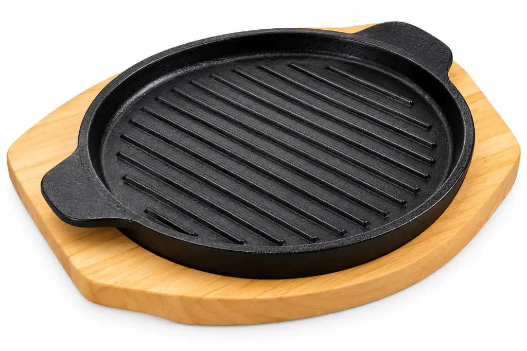 Sizzler Plate 22x2.5cm Round with Wooden Board 