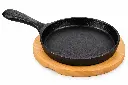 Frying Pan 20x2.5cm Cast Iron with Wooden Board
