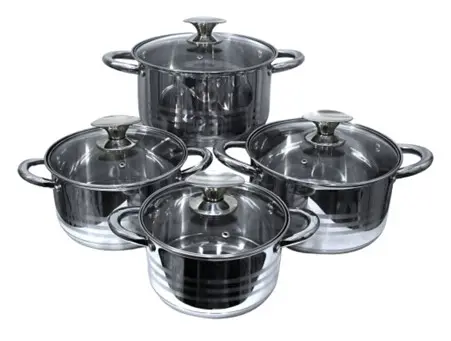 Pot Set 8pc Delica Stainless Steel 12121-8