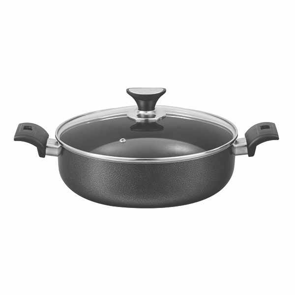 Pot 28x10cm Flat Non-Stick With Glass Lid 50138