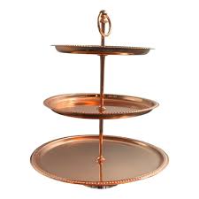 Cake Stand 3T 39Hx32D Cm Round Gold With Dots 32/26/22cm Brm1347Brm