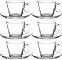 Cup & Saucer Set 12pc 195ml Glass Vela - 97302