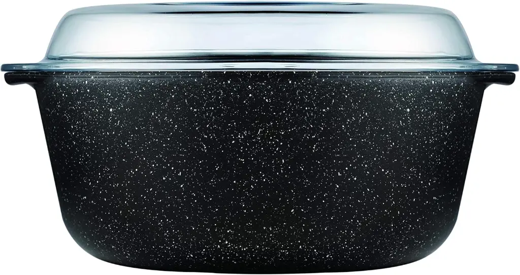 Casserole 3Lt Black Round With Glass Lid - Borcam 59013