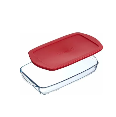 Casserole Dish 1950ml Rectangular With Red Lid (34x19x6cm) - Borcam 59006