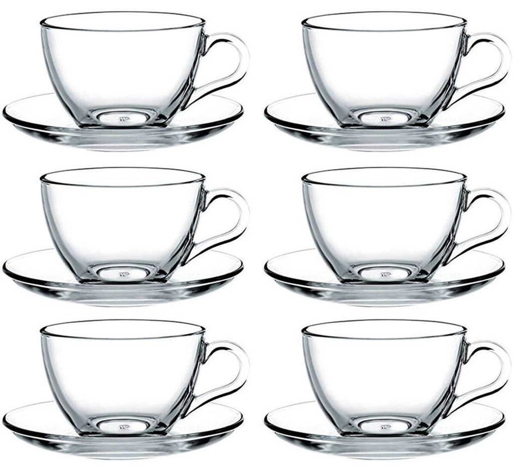Cup & Saucer Set 12pc 90ml Espresso Glass - Basic 97984