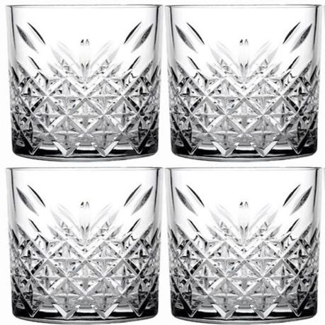 Whisky Glass 4pc Set 345ml Cut Glass - Timeless 52790