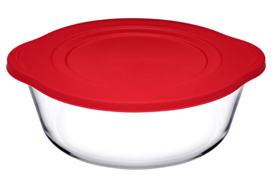 Bowl 840ml Round With Red Lid (19x16cm) - Borcam 59133
