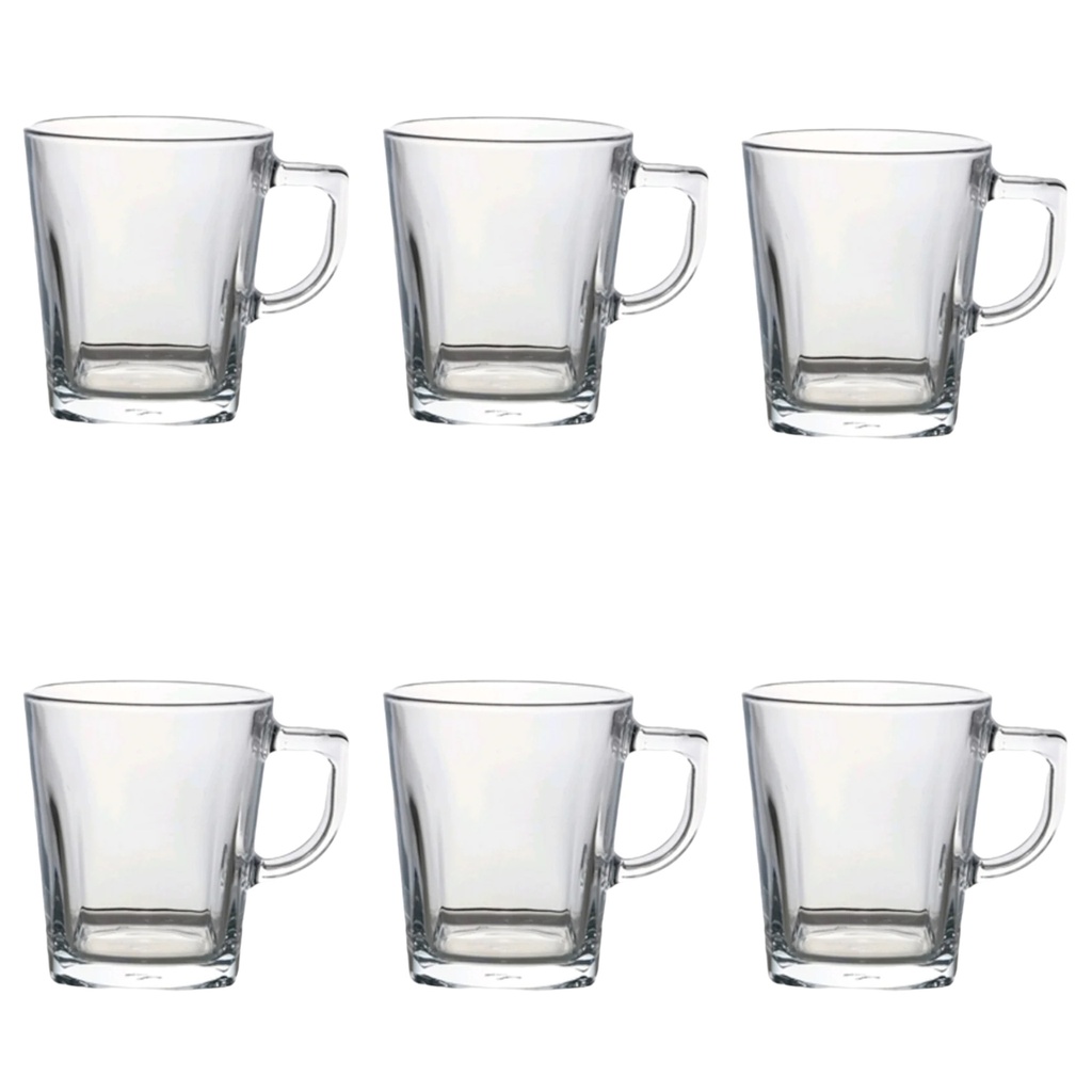 Coffee Mug 6pc Set 270ml Square Glass - Carre 55223