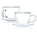 Cup & Saucer 2pc Set 220ml Borosilicate Glass Double Wall - 10236