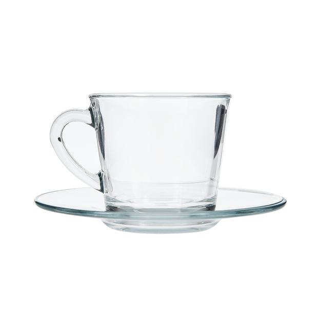 Cup & Saucer Set 12pc 190ml Glass Basic - 96693