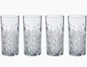 Tumbler 4pc Set 450ml Highball Cut Glass - Timeless 52800
