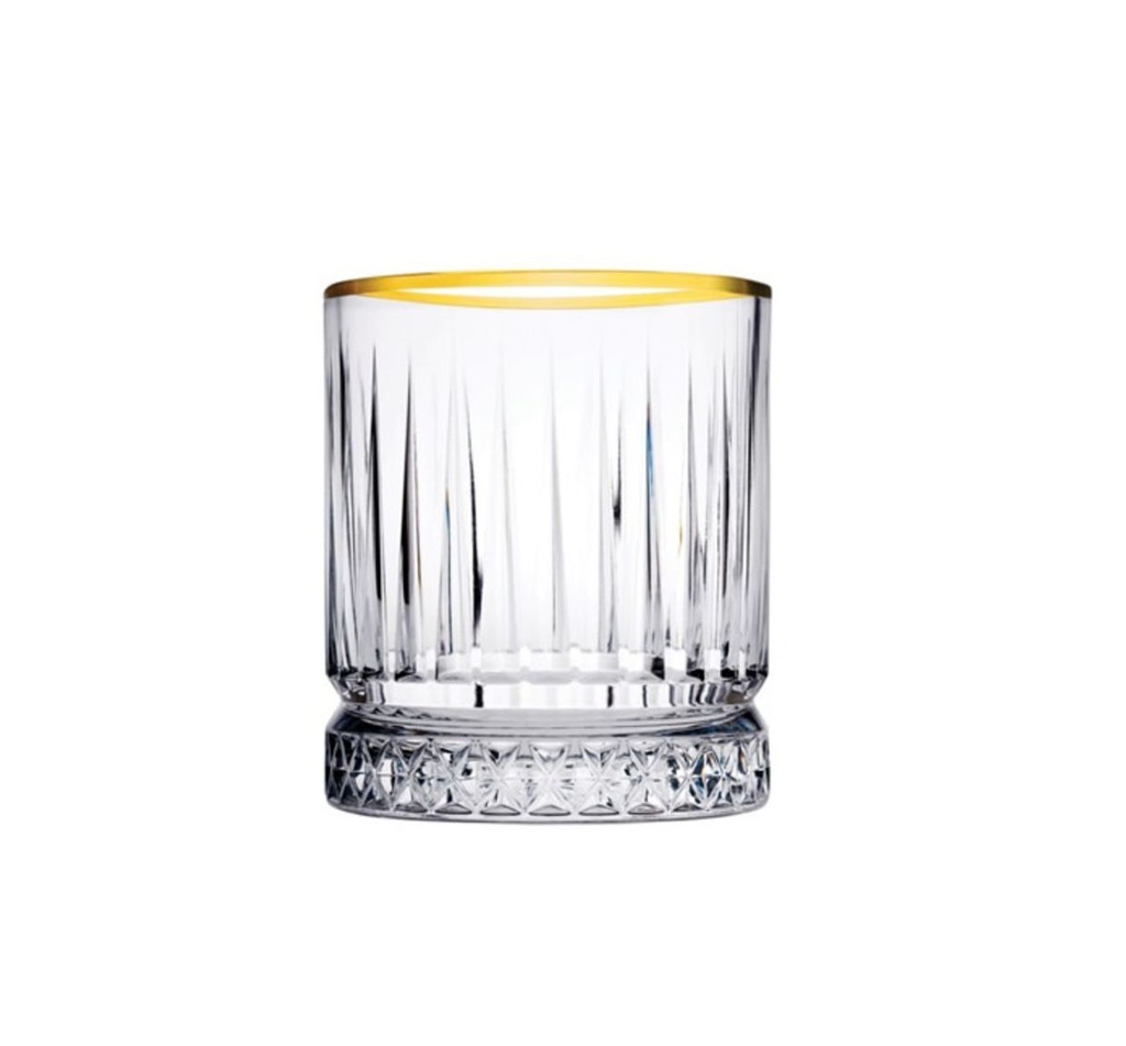 Whisky Glass 4pc Set 355ml Gold Rim Golden Touch - Elysia 520004