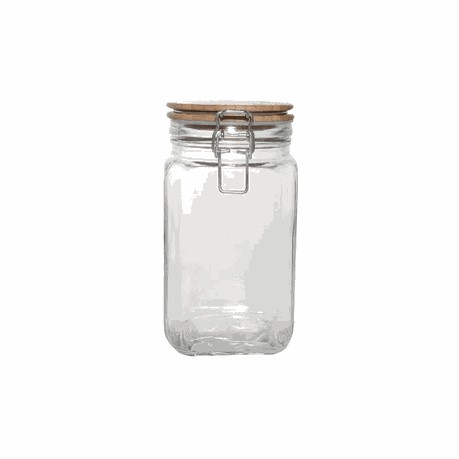 Canister 19.5X10Cm Glass With Clip Top Bamboo Lid 27153