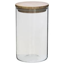 Canister 22X10Cm With Bamboo Lid Borosilicate Glass 27117