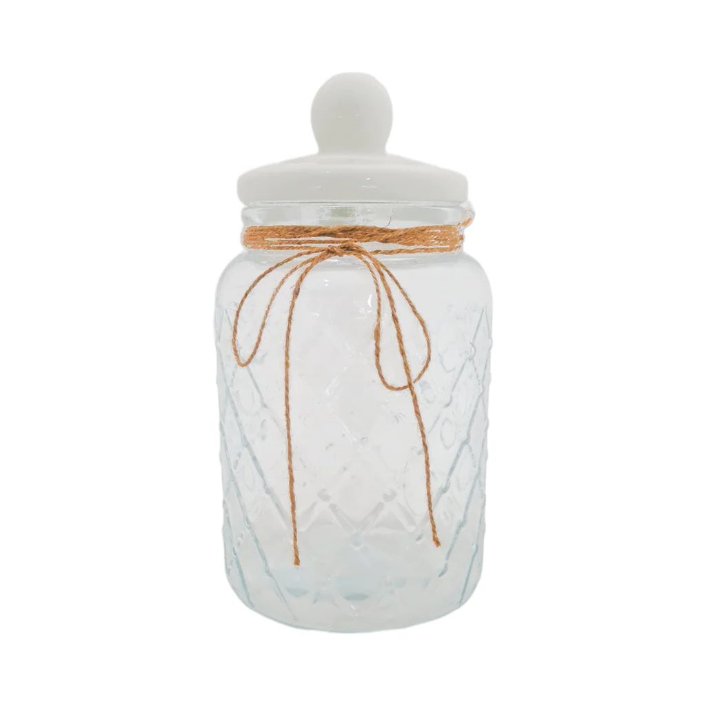 Canister 4.1lt (35x16cm) Round Glass With White Ceramic Lid - 27028