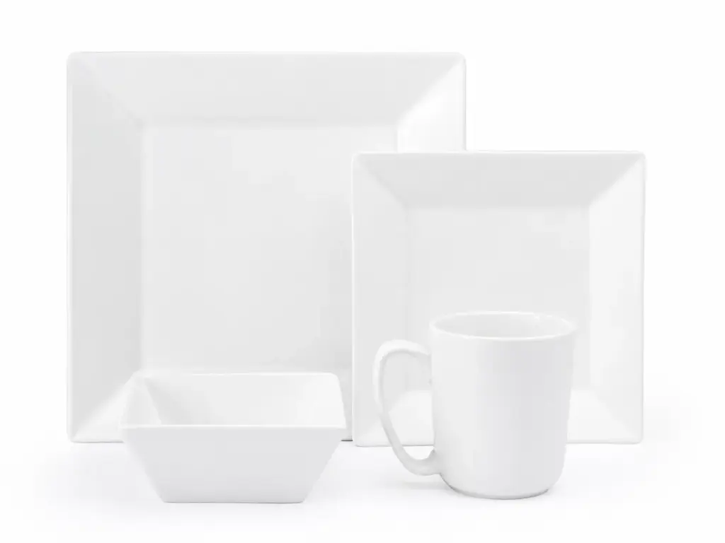 Dinner Set 16pc Square Porcelain White - SDS16