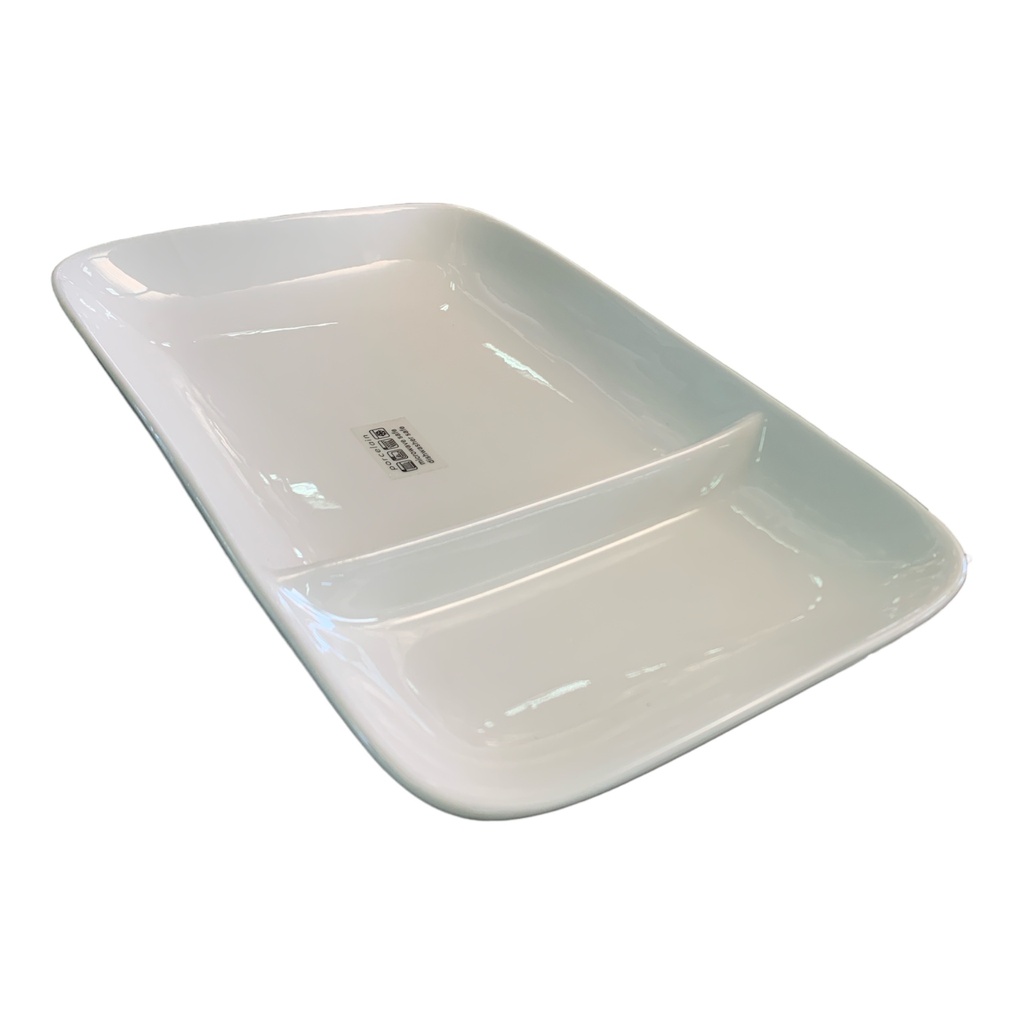 Platter 27x18cm 2-Division White Porcelain -14590