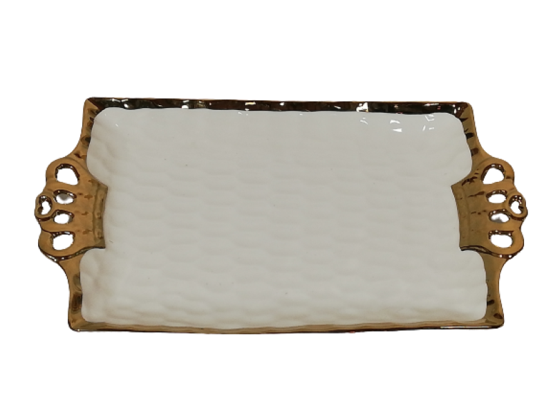Platter 28x17cm Crown Gold Rim - RVT481