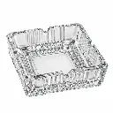 Ashtray 10x10x3cm Square Ribbed Glass