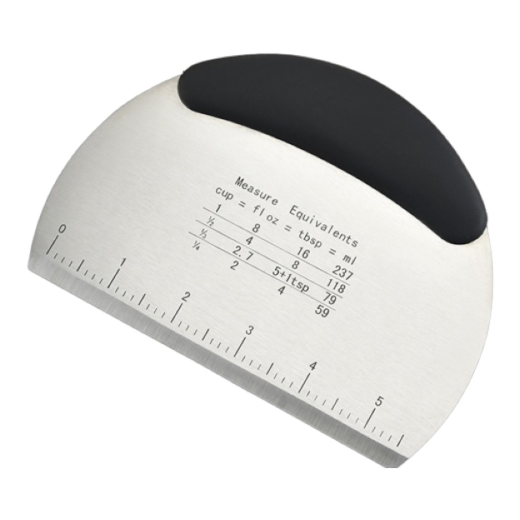 Dough Scraper Cutter 15Cm Ss Oval With Black Grip Handle