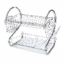 Dish Rack 40x37x25cm 2 Tier Steel With Cutlery Caddy