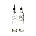 Oil & Vinegar 500ml 2pc Set Round Bottle Clear Printed - 10268