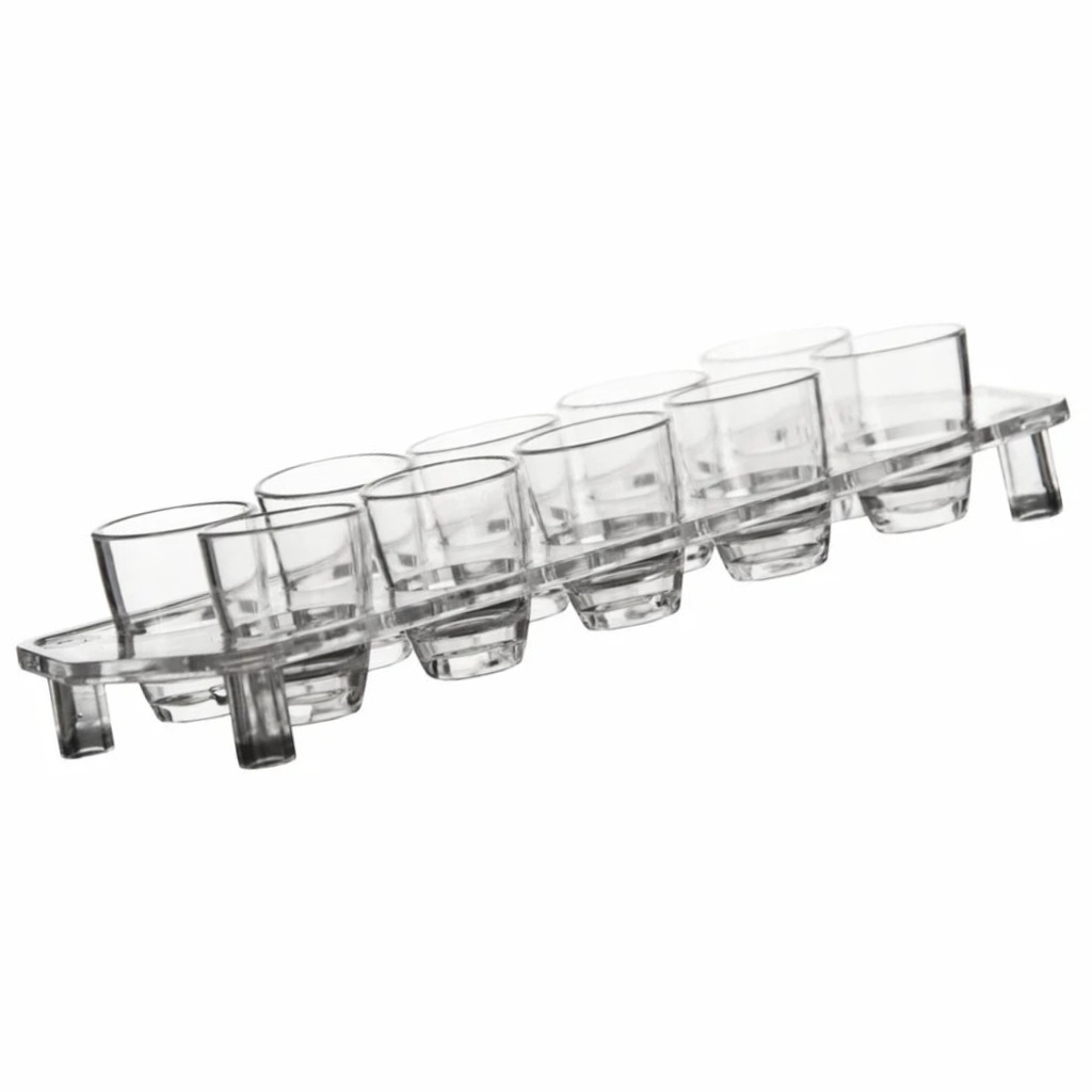 Tot Glasses 10pc Set with Stand Plastic 25ml Clear - 21475