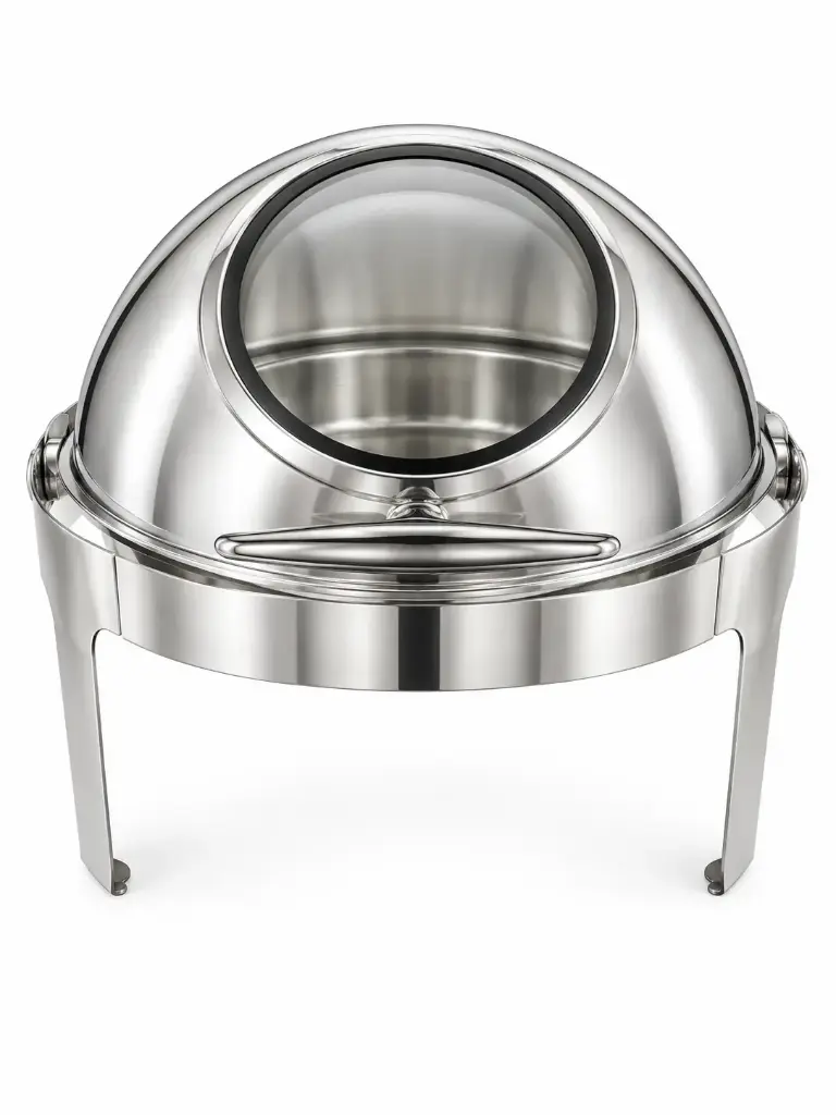 Chafing Dish 47x44cm Round With Window & Roll Top Lid Stainless Steel