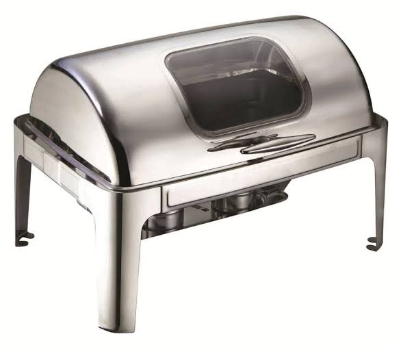 Chafing Dish 62x42x42cm Rectangular With Window & Roll Top Lid Stainless Steel