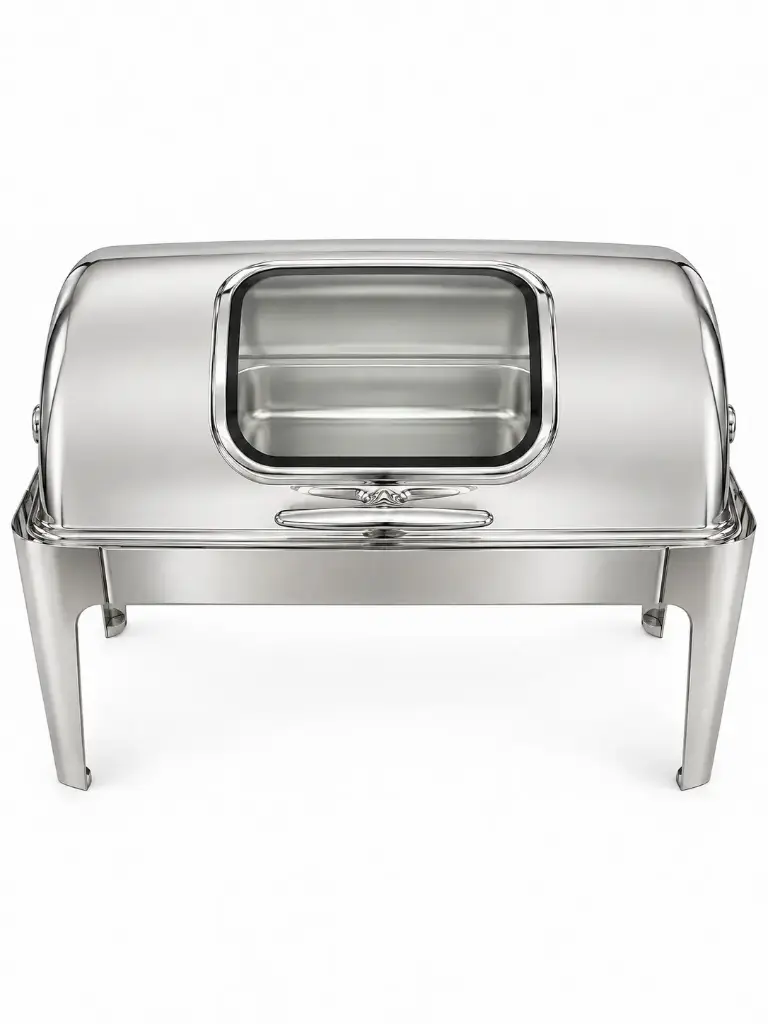 Chafing Dish 62x42x42cm Rectangular With Window & Roll Top Lid Stainless Steel