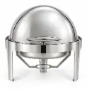 Chafing Dish 47x44cm Round Plain With Roll Top Lid Stainless Steel