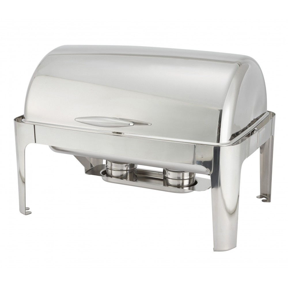 Chafing Dish 62x42x42cm Rectangular Plain With Roll Top Lid Stainless Steel