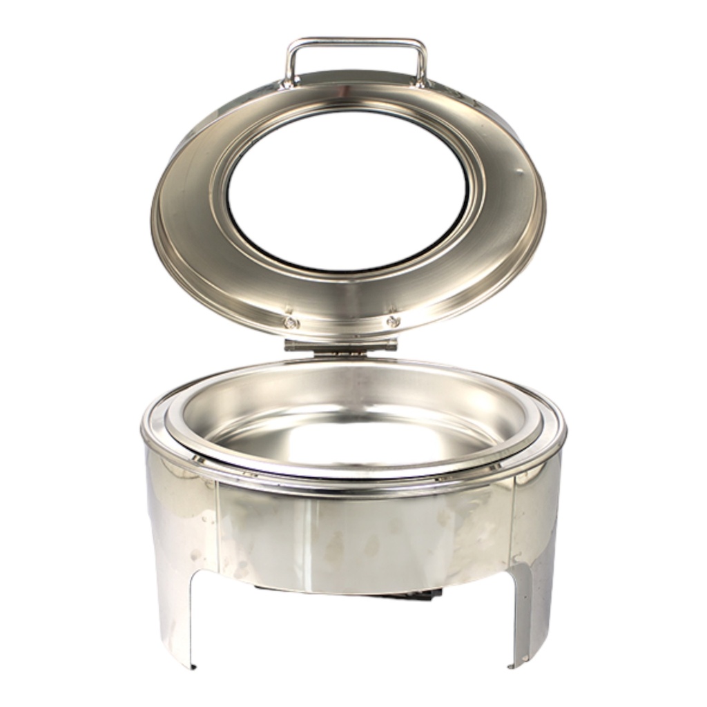 Chafing Dish 44x26cm Shallow Round With Window Stainless Steel