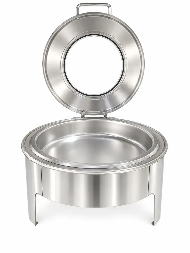 Chafing Dish 44x26cm Shallow Round With Window Stainless Steel
