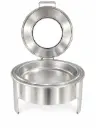 Chafing Dish 44x26cm Shallow Round With Window Stainless Steel