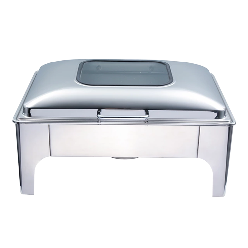 Chafing Dish 55x36.5x26cm Shallow Rectangular With Window Stainless Steel