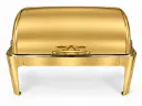 Chafing Dish 62x42x42cm Rectangular Plain With Roll Top Lid Gold