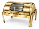 Chafing Dish 62x42x42cm Rectangular With Window & Roll Top Lid Gold