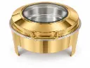 Chafing Dish 44x26cm Shallow Round With Window Gold