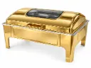 Chafing Dish 55X36.5X26Cm Shallow Rectangular With Window Gold