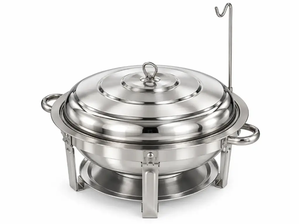 Chafing Dish 12L Round Stainless Steel With Stainless Steel Lid