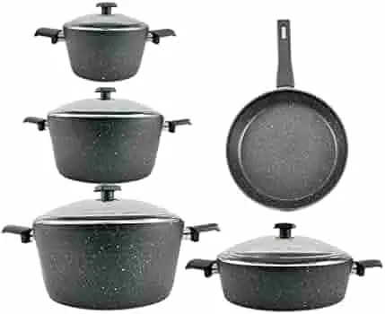 Pot Set 9Pc Des Chef Forged Aluminium With Glass Lids Bonera Berlin