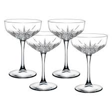 Champagne Glass 4pc Set 255ml Cut Glass - Timeless 440236