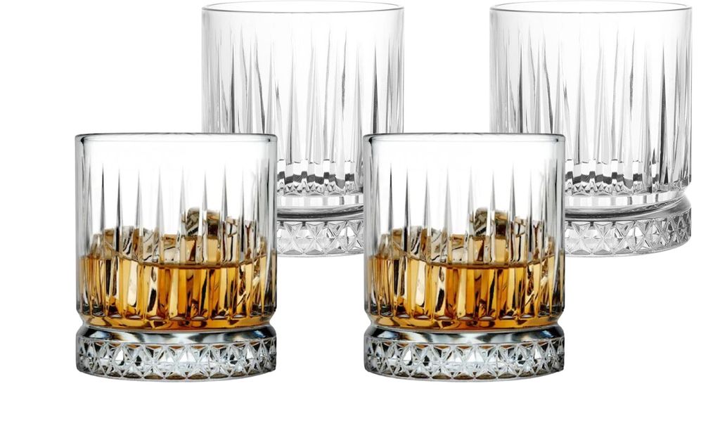 Whisky Glass 4pc Set 355ml Cut Glass - Elysia 520004