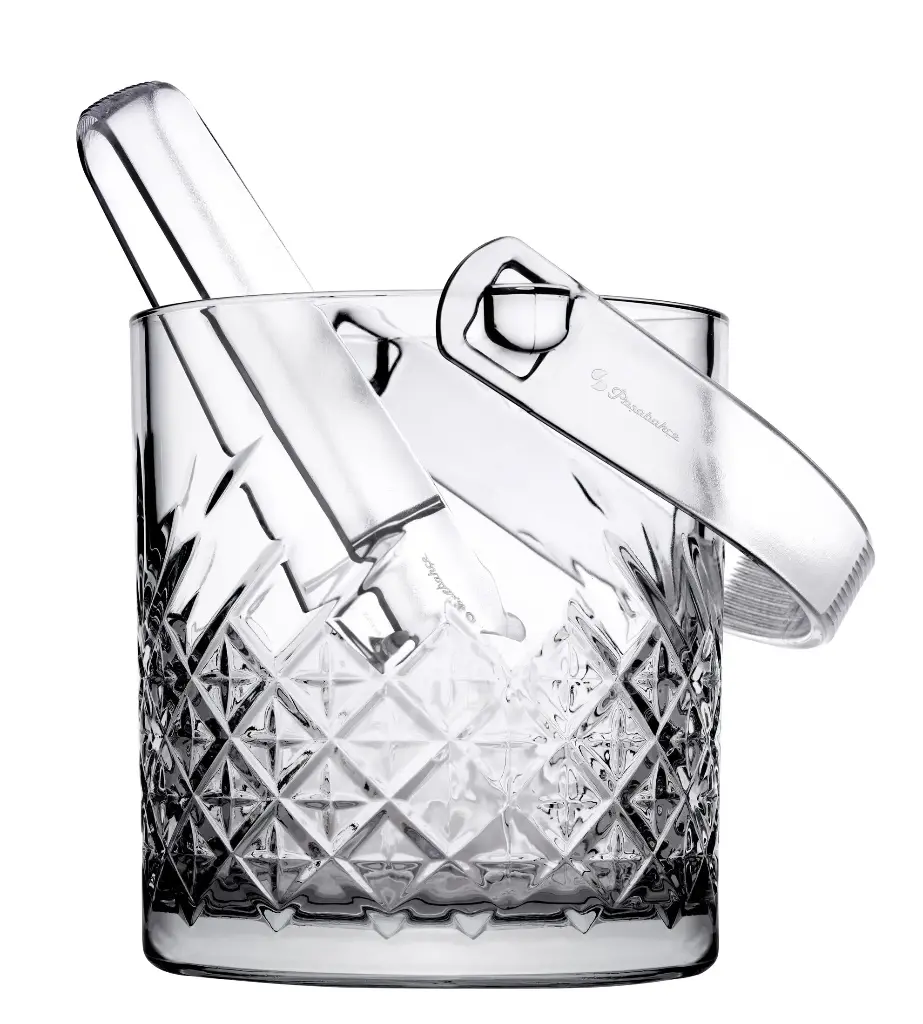 Ice Bucket & Tong 1Lt (149x129mm) Cut-Glass - Timeless 530068